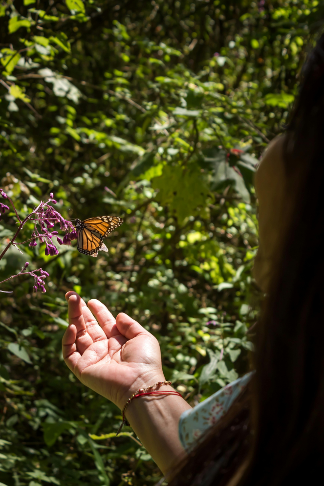 Maria Ilena GOMES avec un papillon. Sophrologie